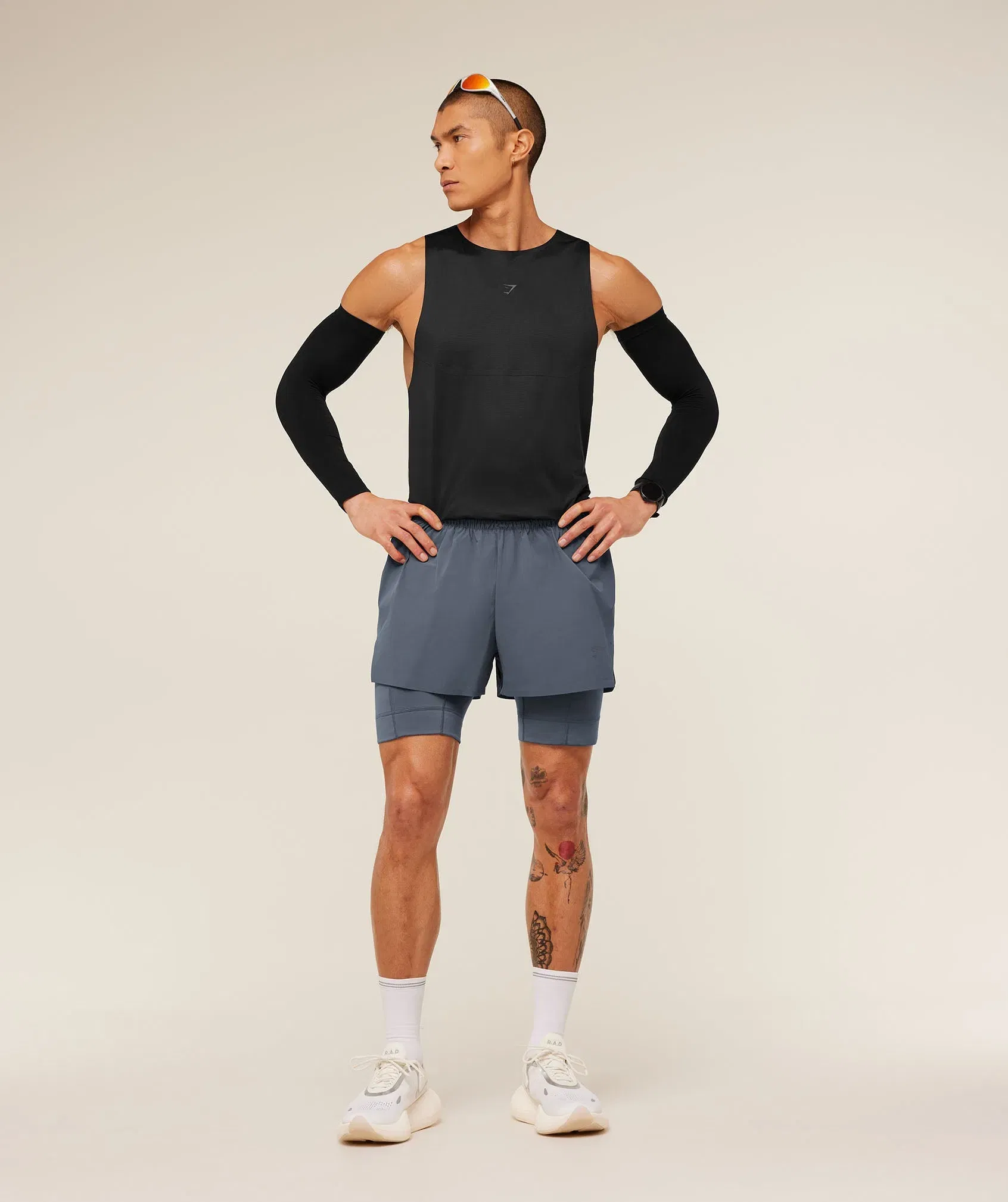 Gymshark Running Elite 2 in 1 5" Shorts - Titanium Blue