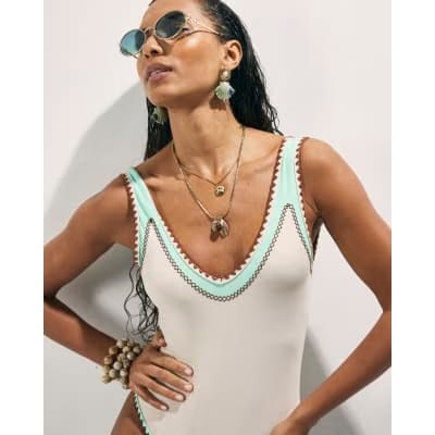Cream Whipstitch Swimsuit