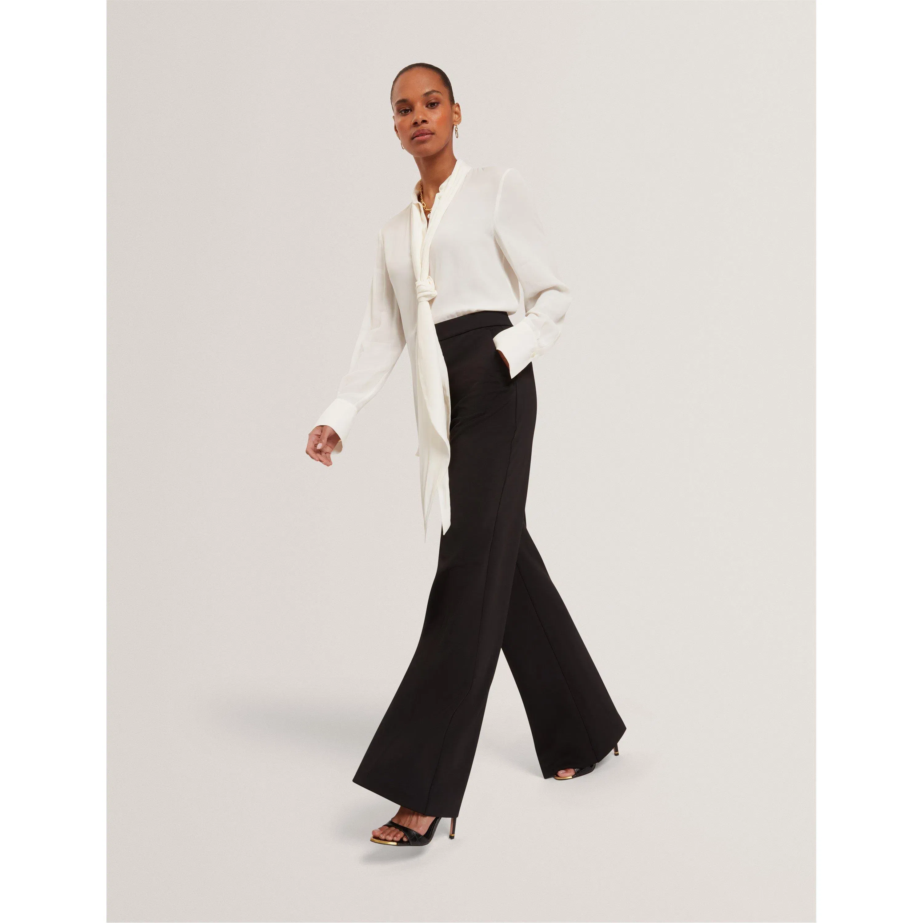 High-Waist Flared Trousers