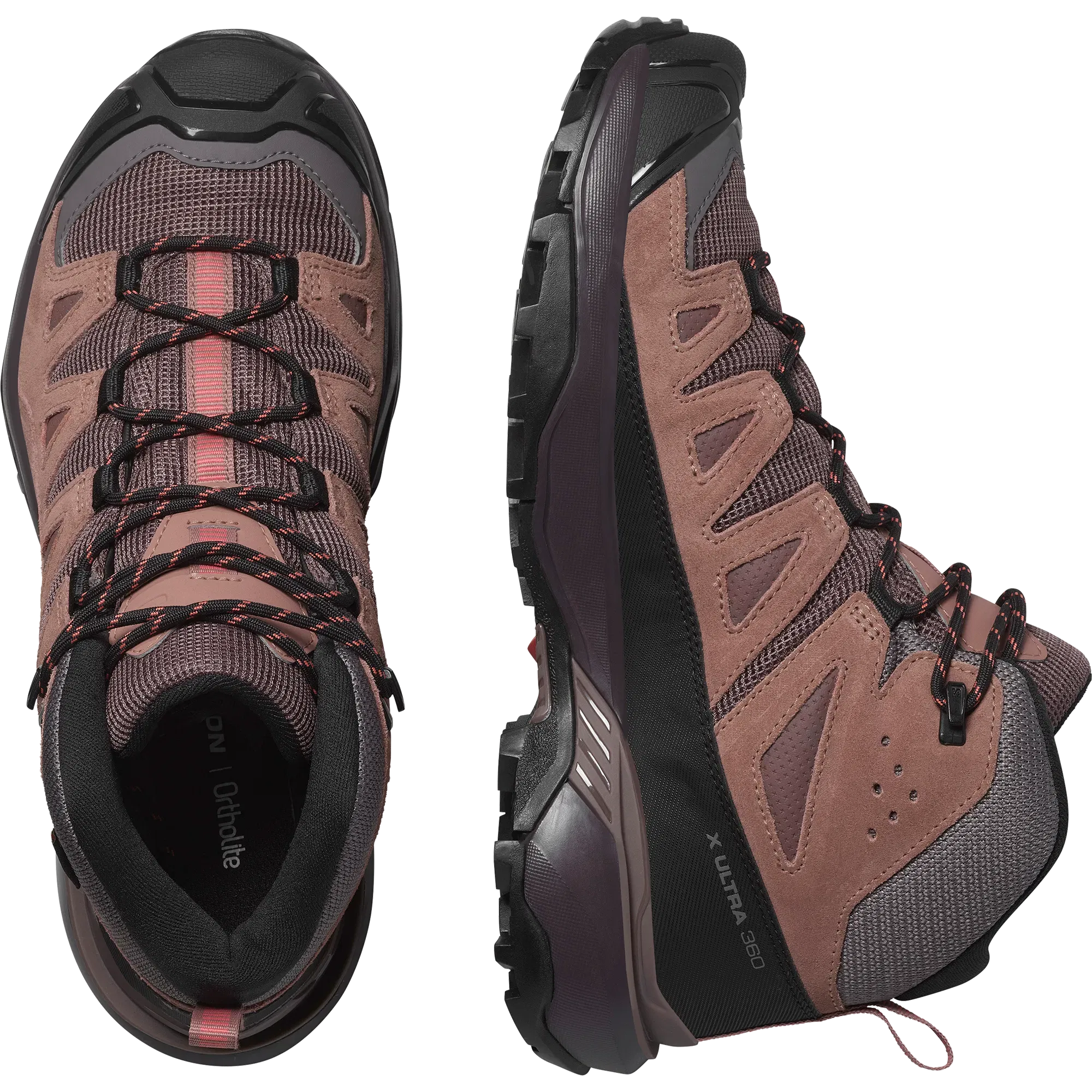 Salomon X Ultra 360 Leather Mid Gore-Tex Hiking & Backpacking Shoes Womens Peppercorn