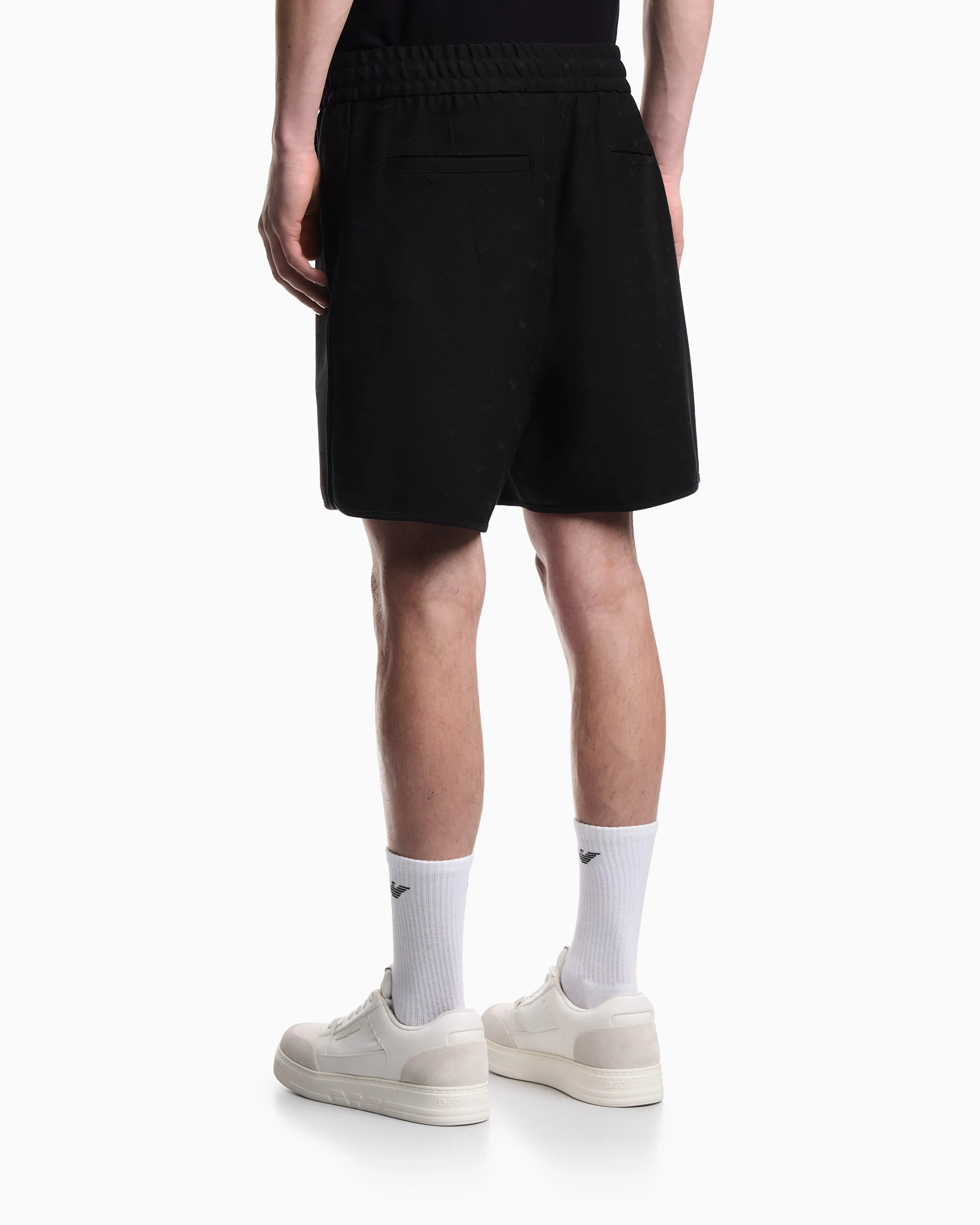 Emporio Armani Shorts in all-over micro eagle jacquard jersey