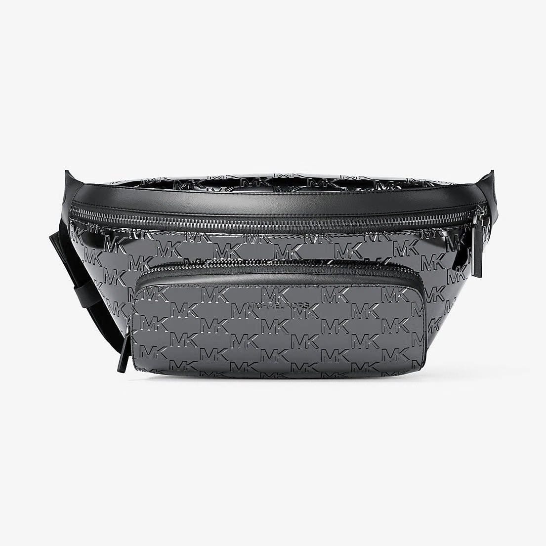 Michael Kors Cooper Medium Metallic Logo Debossed Utility Sling Pack Black