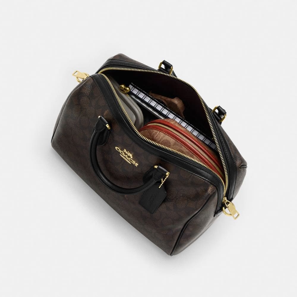 Coach Rowan Large Satchel Bag Gunmetal Dark Stone