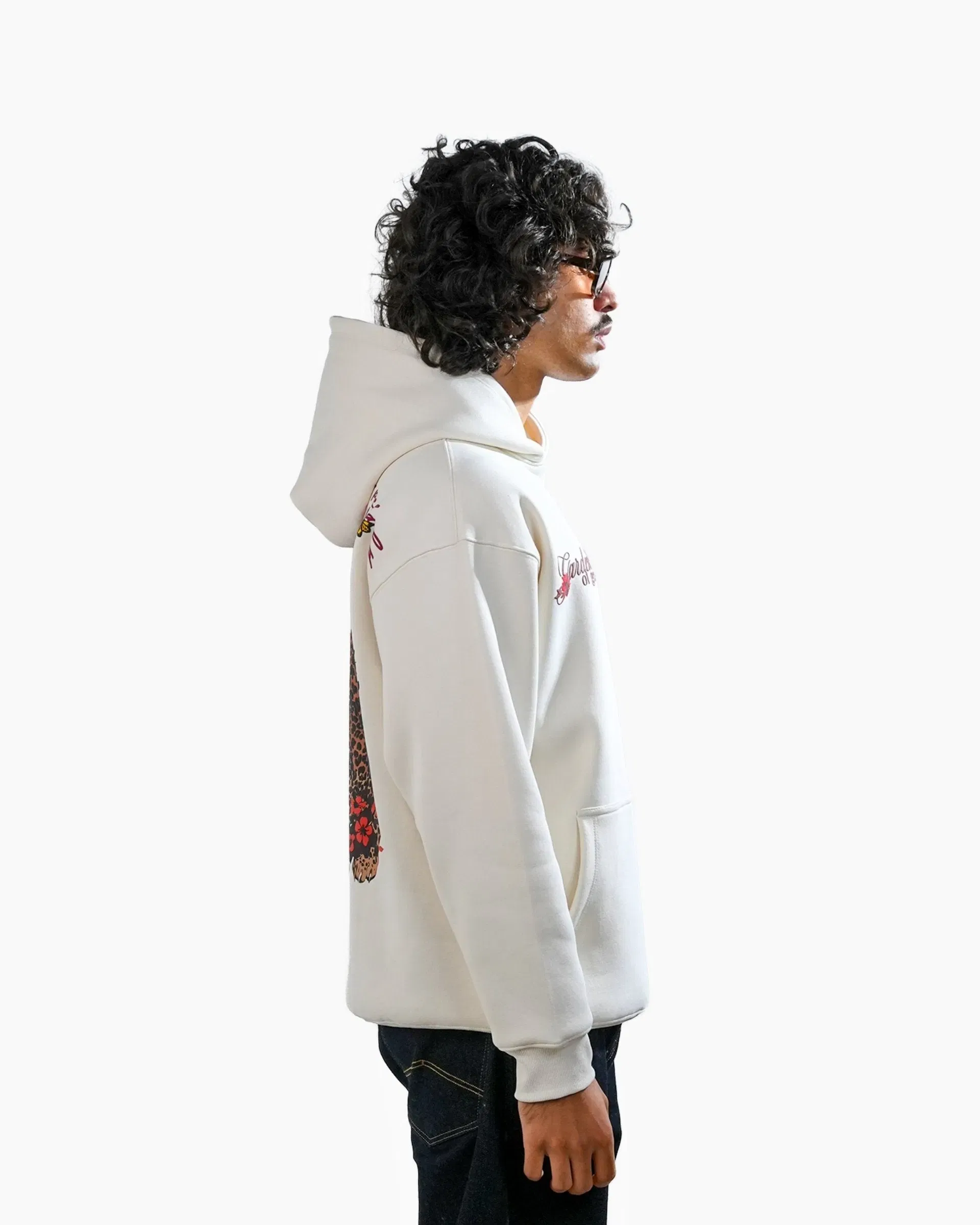 Graceful Might Hoodie - Off White Oversized Printed Hoodie