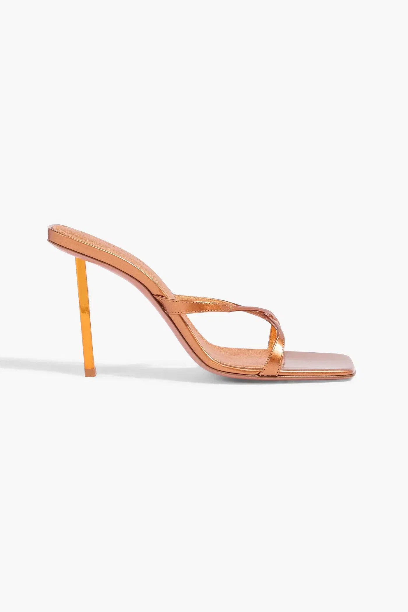 Amina Muaddi Adriana 95 Mirrored-Leather Mules Copper Women's