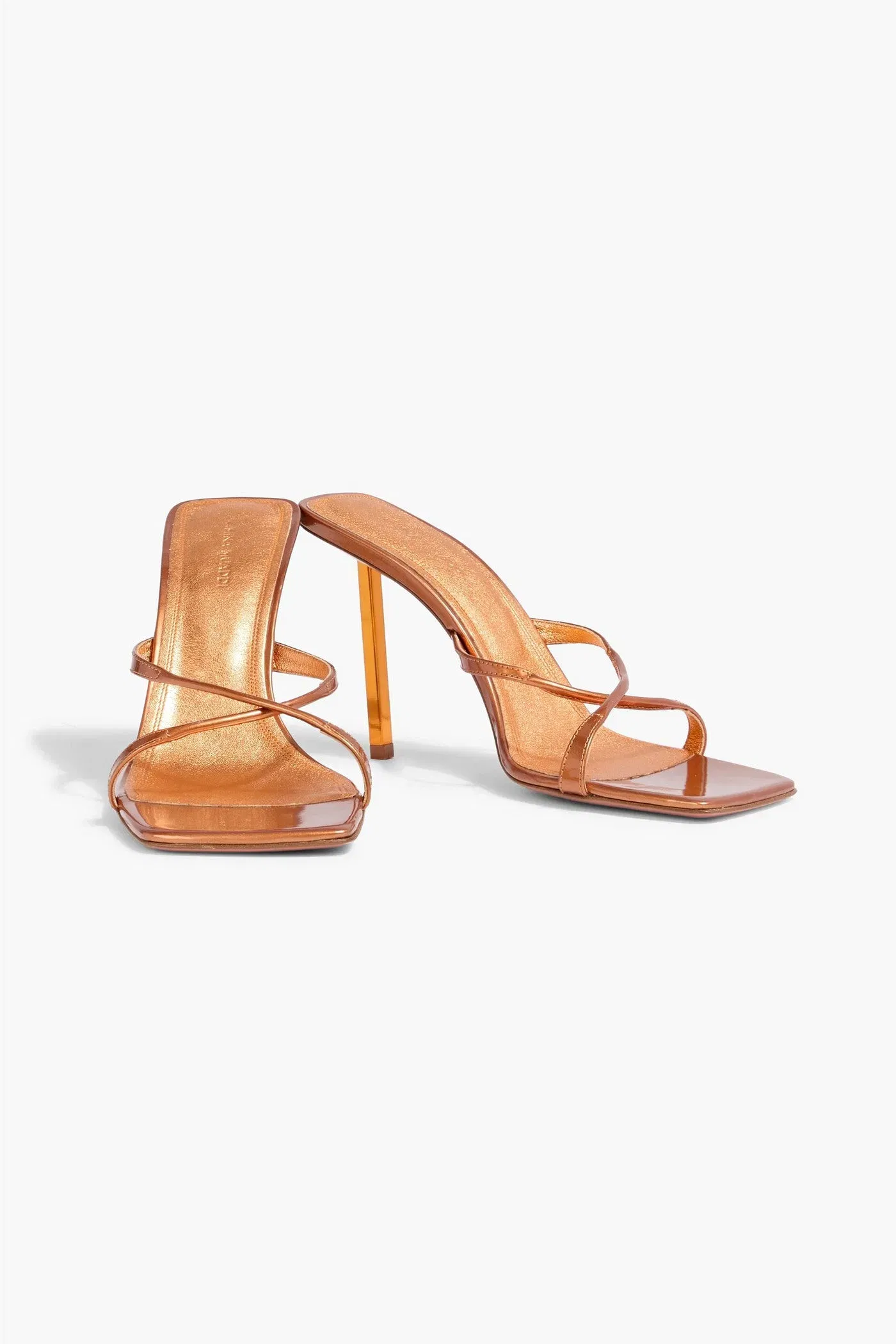 Amina Muaddi Adriana 95 Mirrored-Leather Mules Copper Women's