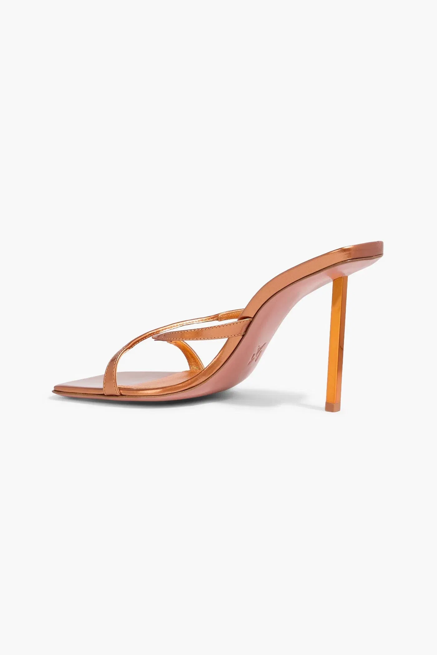 Amina Muaddi Adriana 95 Mirrored-Leather Mules Copper Women's