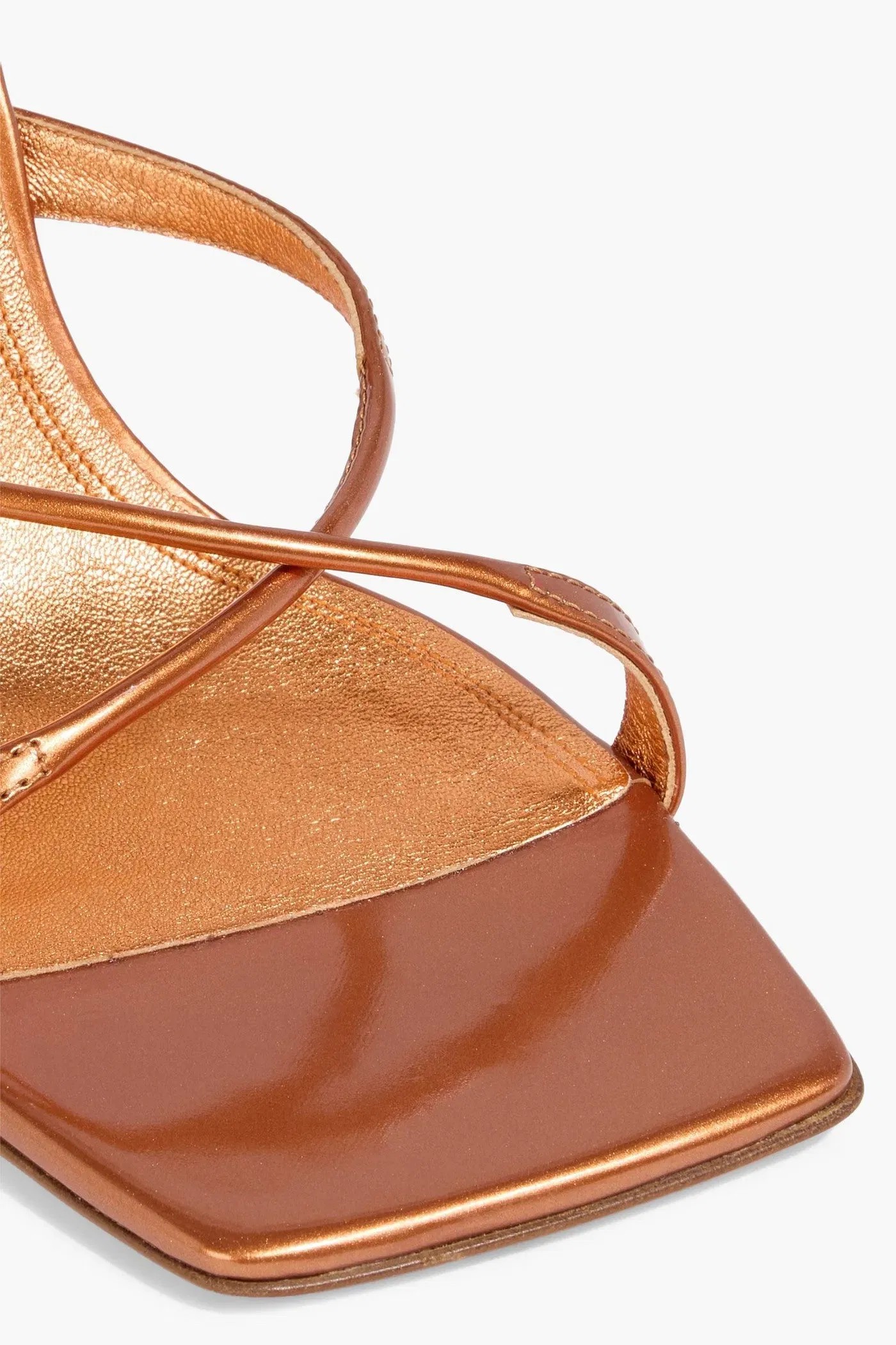 Amina Muaddi Adriana 95 Mirrored-Leather Mules Copper Women's