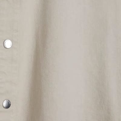 Cream Denim Popper Detail Mini Swing Dress