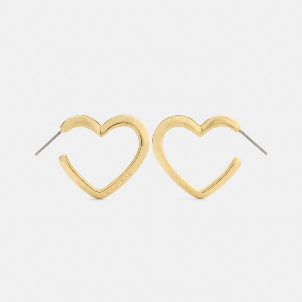 Coach Heart Hoop Earrings Gold