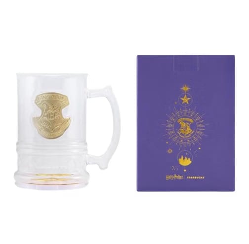 Starbucks x Harry Potter Collaboration Glass Tumbler — Modern & Minimalist Hogwarts Castle Desktop Cup (Includes Coaster) — Transparent — 900ml