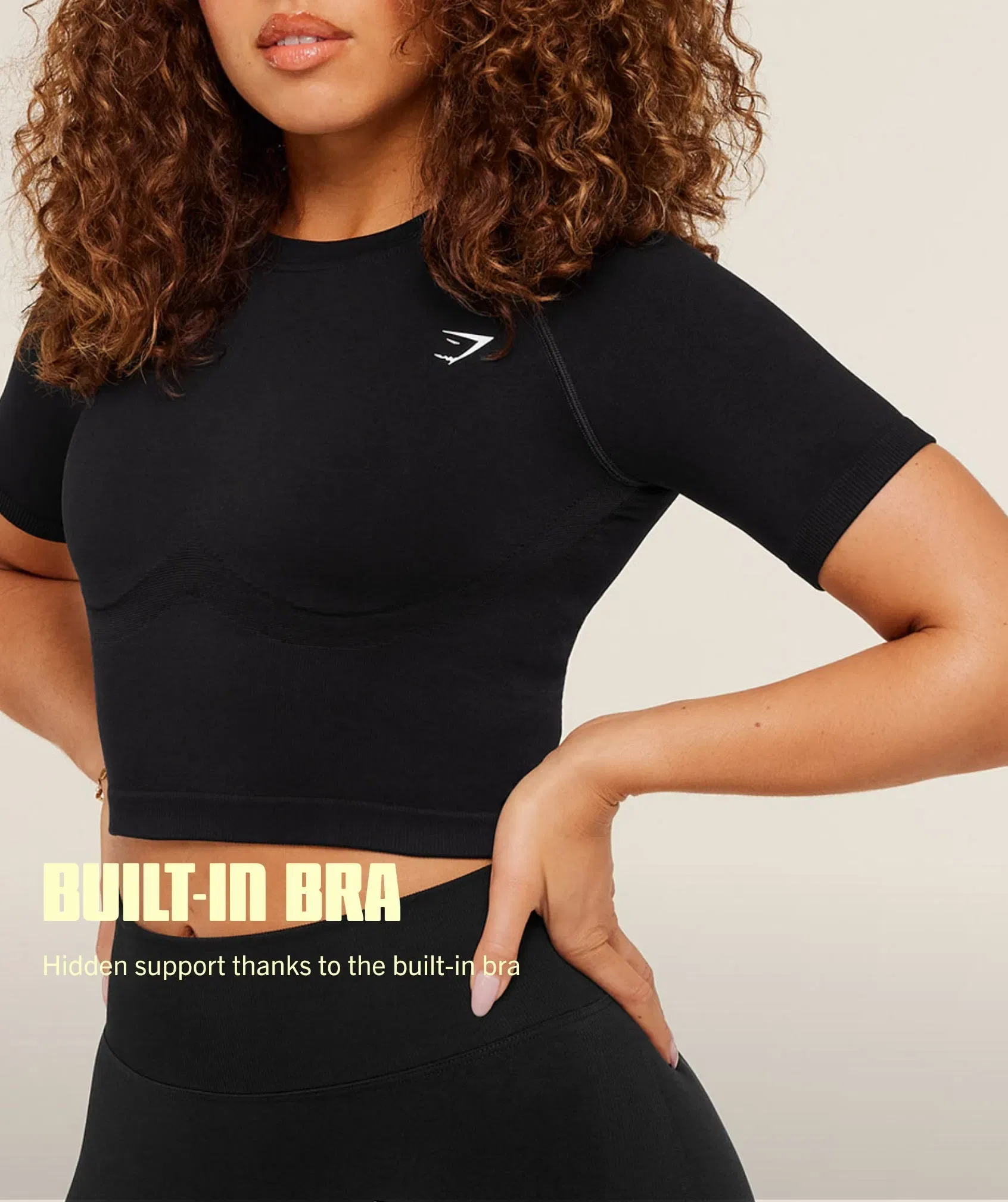 Gymshark Lift Seamless Short Sleeve Top - Black Marl