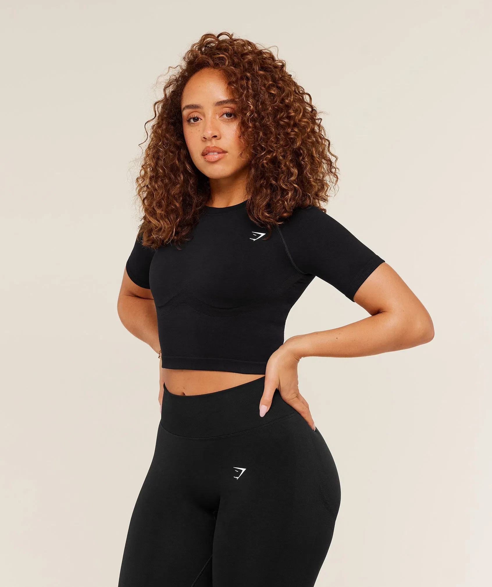 Gymshark Lift Seamless Short Sleeve Top - Black Marl