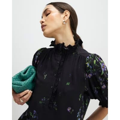 Black Floral Blouse