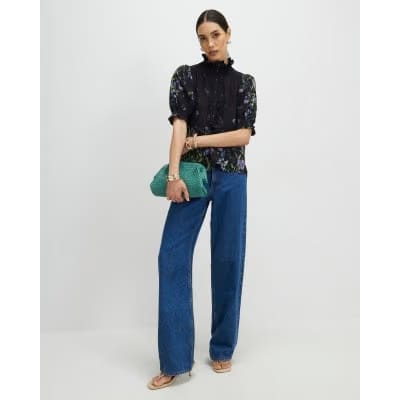 Black Floral Blouse