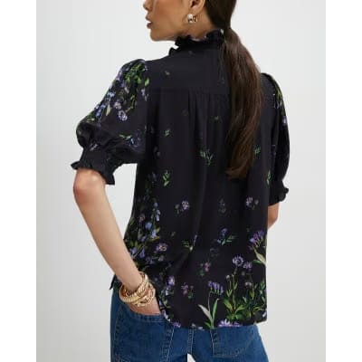Black Floral Blouse