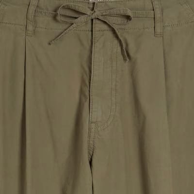 Khaki Barrel Leg Cargo Trousers