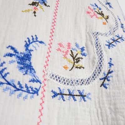 White Broderie Patchwork Stripe Shirt
