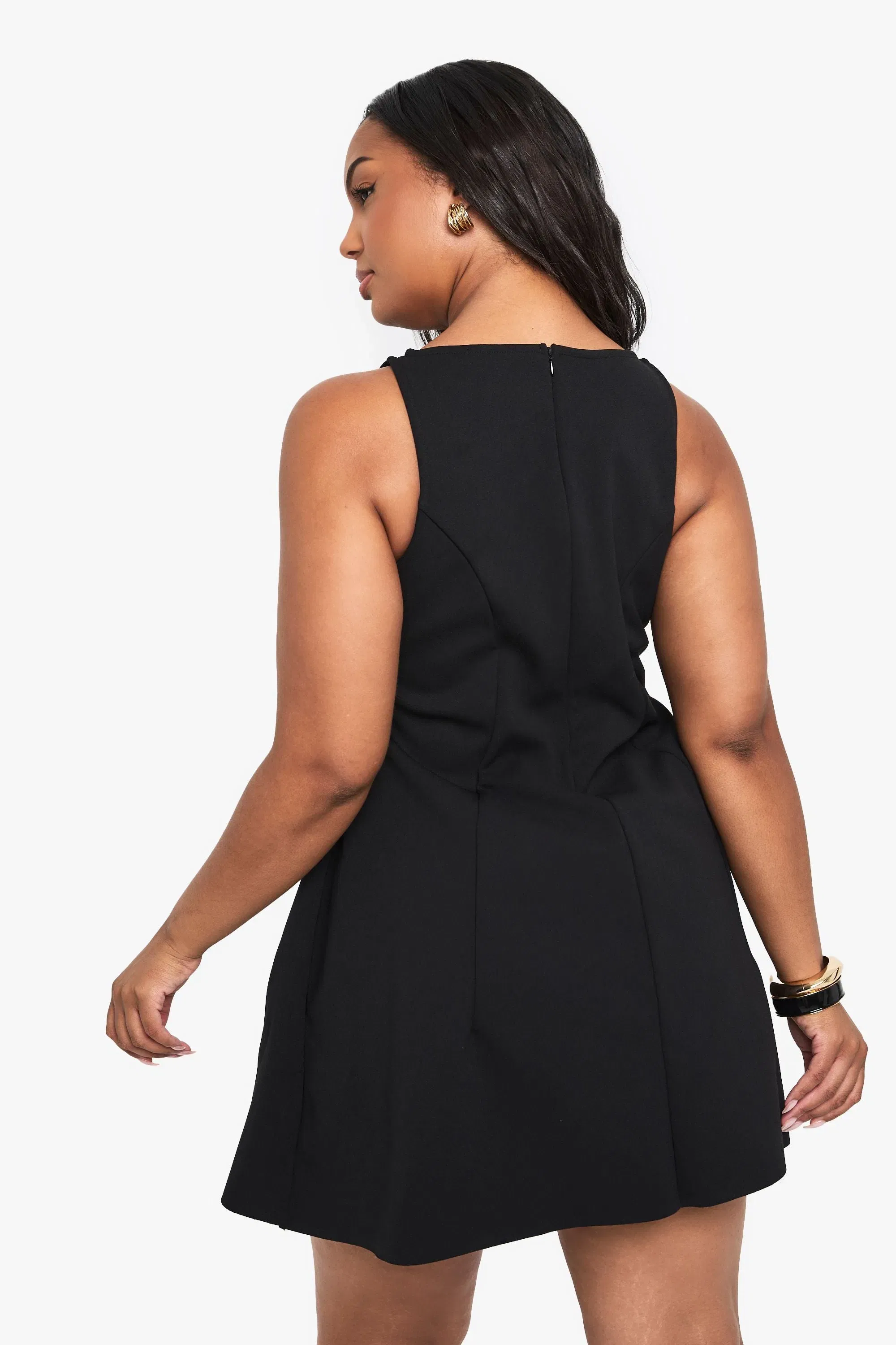 Plus Seam Detail Sleeveless Skater Dress