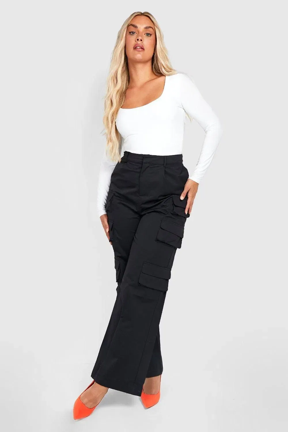 Plus Double Layer Slinky Scoop Neck Bodysuit