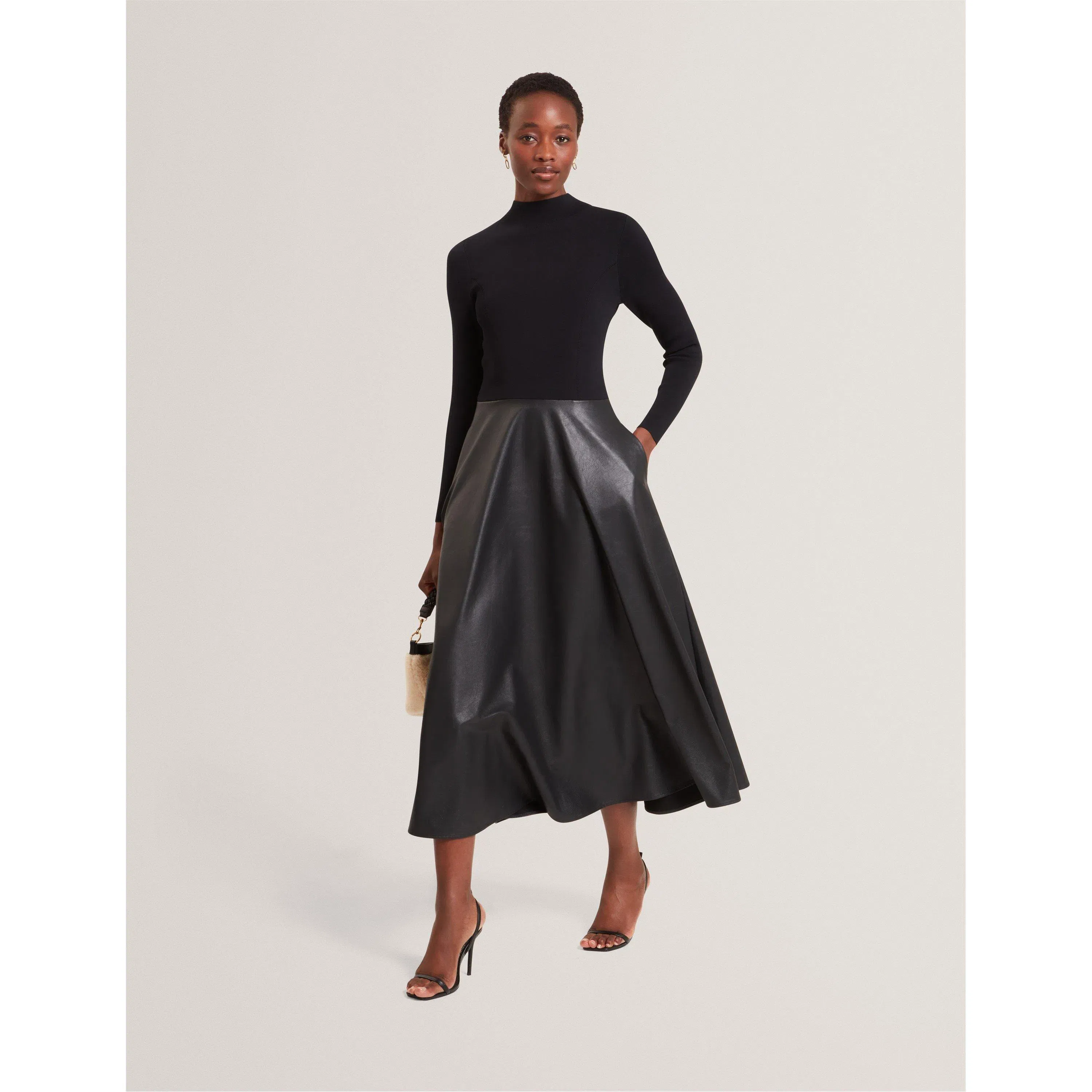 Faux Midi A-Line Dress
