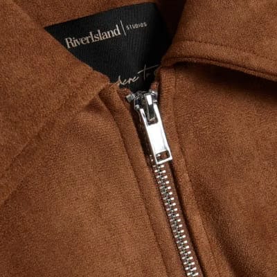 Tan Faux Suede Bubble Hem Bomber Jacket