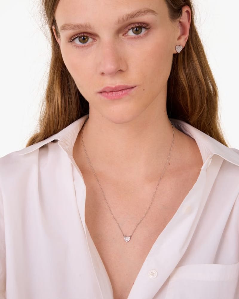 Yours Truly Pave Heart Mini Pendant Necklace