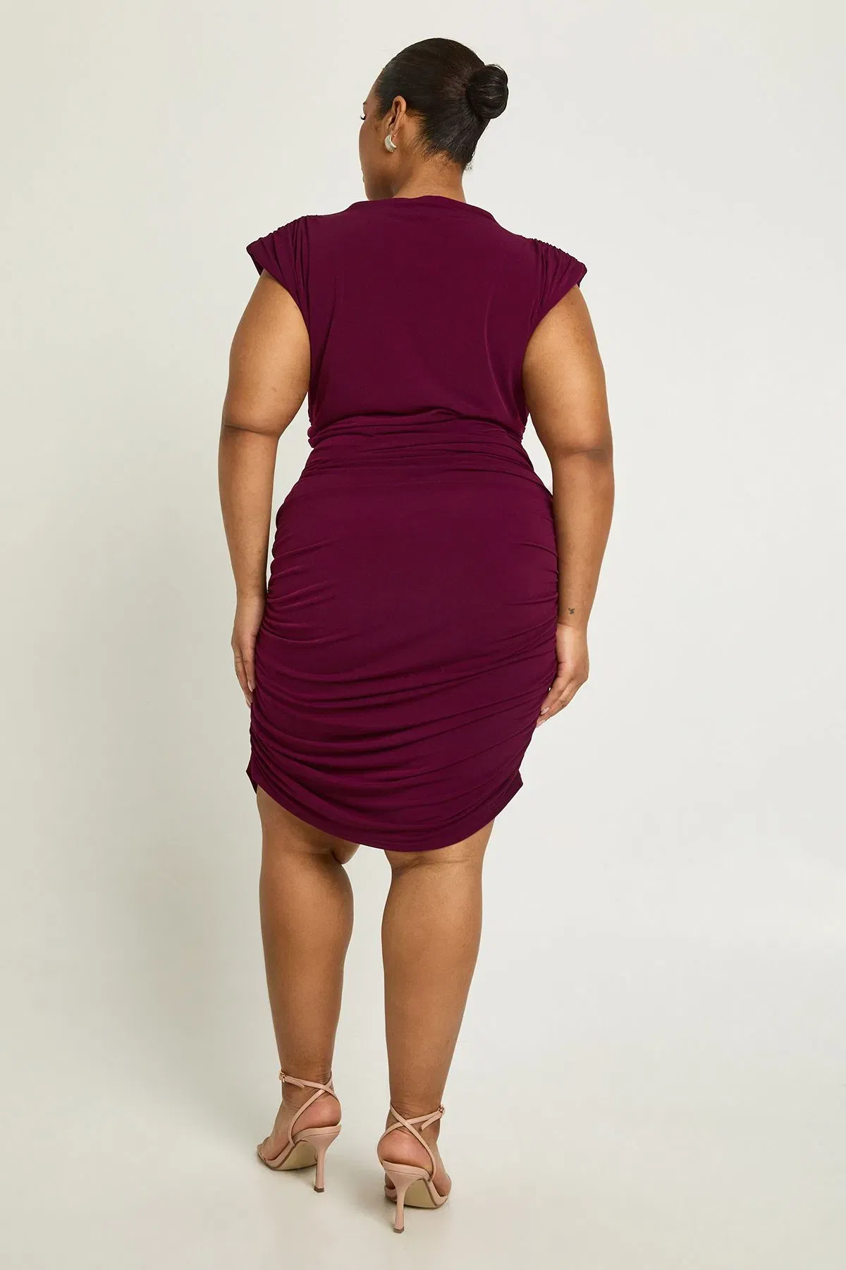 Plus Slinky Shoulder Pad Mini Dress