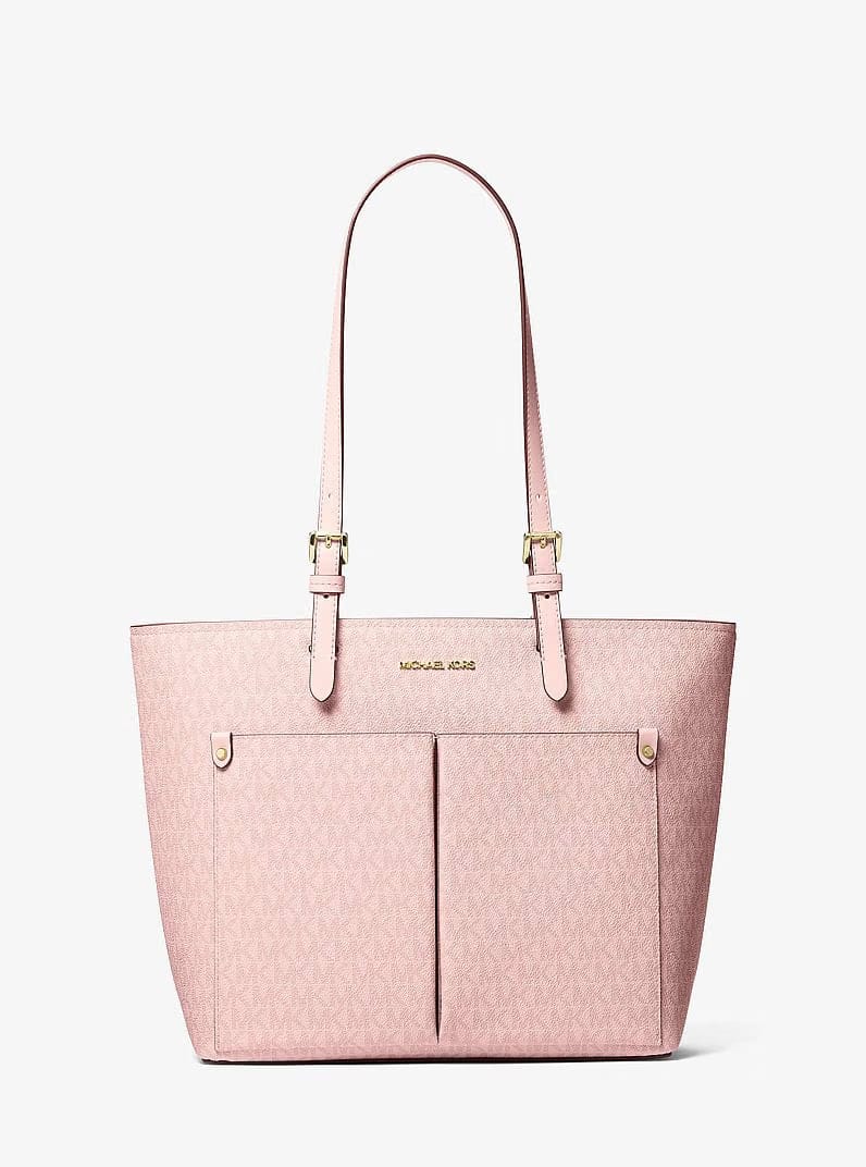 Michael Kors Jet Set Medium Signature Logo Pocket Tote Bag Powder Blush