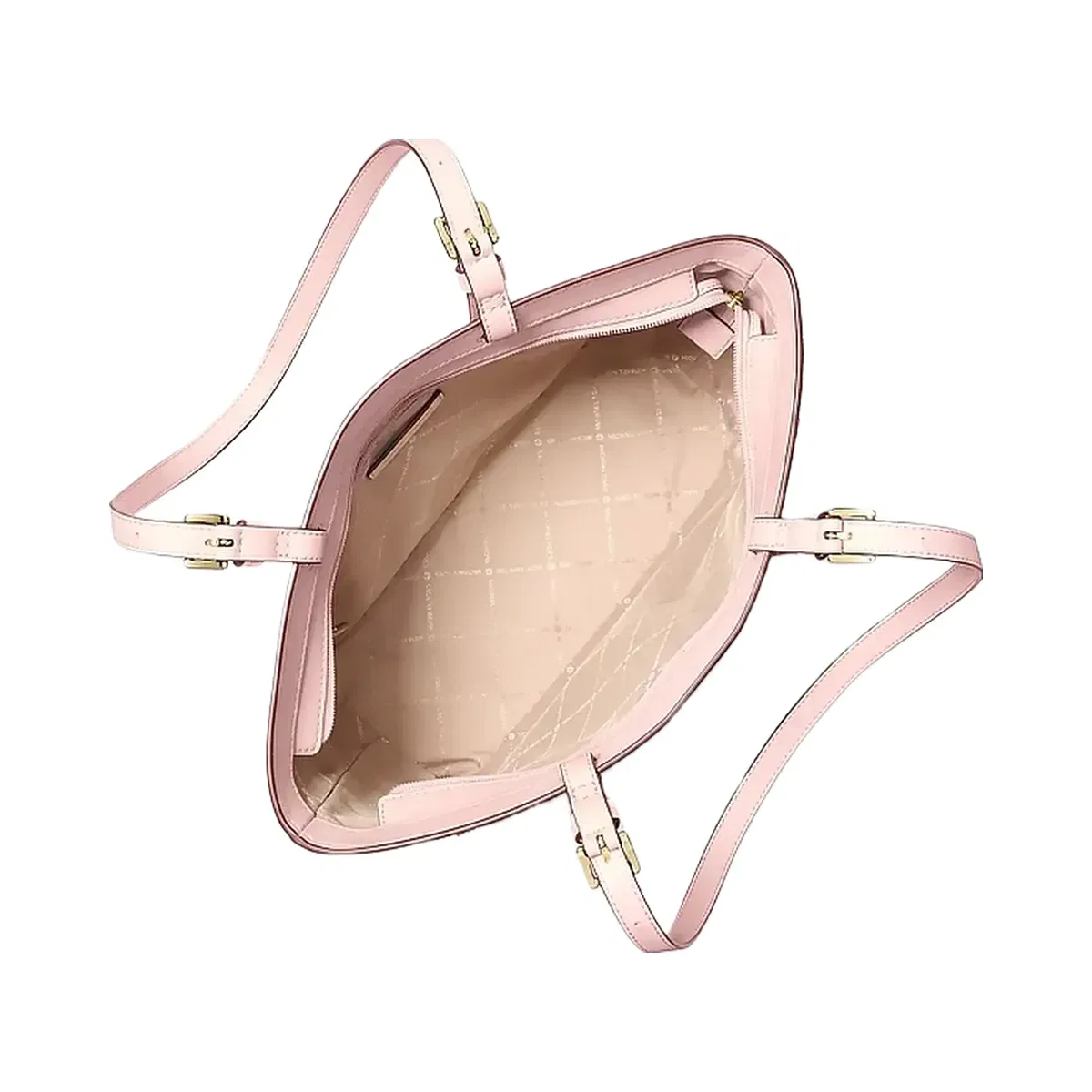 Michael Kors Jet Set Medium Signature Logo Pocket Tote Bag Powder Blush
