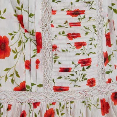 White Poppy Print Blouse