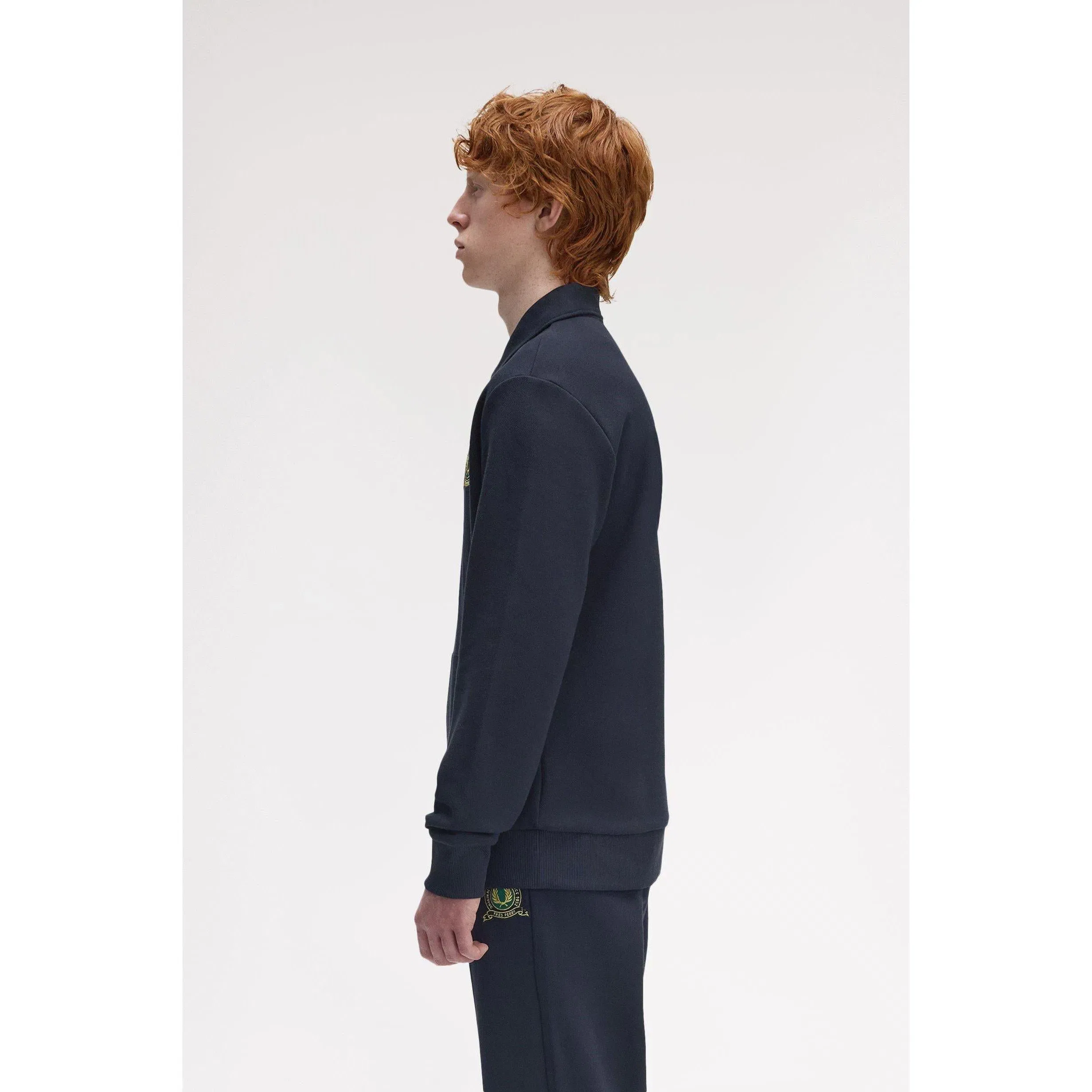 Badge Collar Ribbed Crew Sweatshirt
