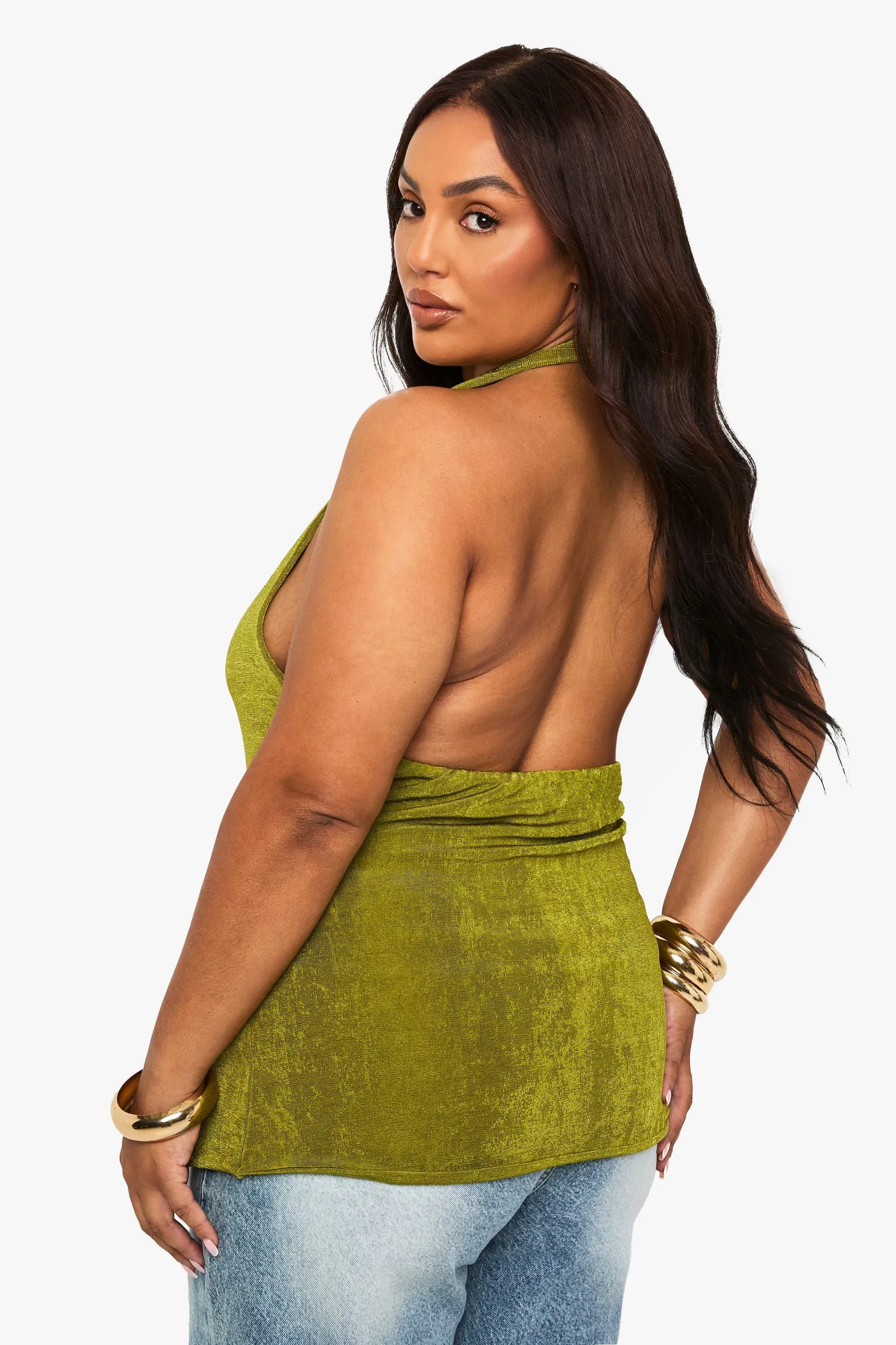 plus double layer textured slinky top