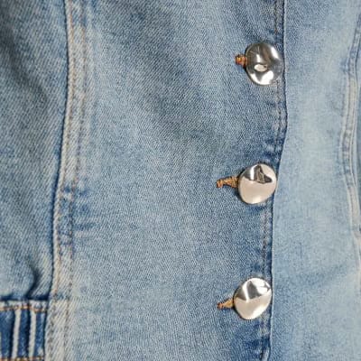 Blue Denim Elasticated Sleeveless Waistcoat
