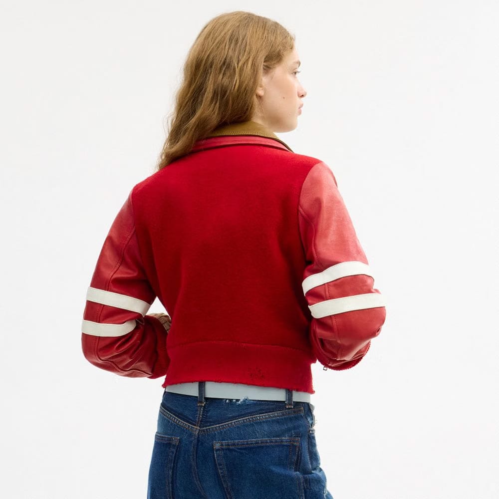 Buy Now Stripe Wool Varsity Jacket