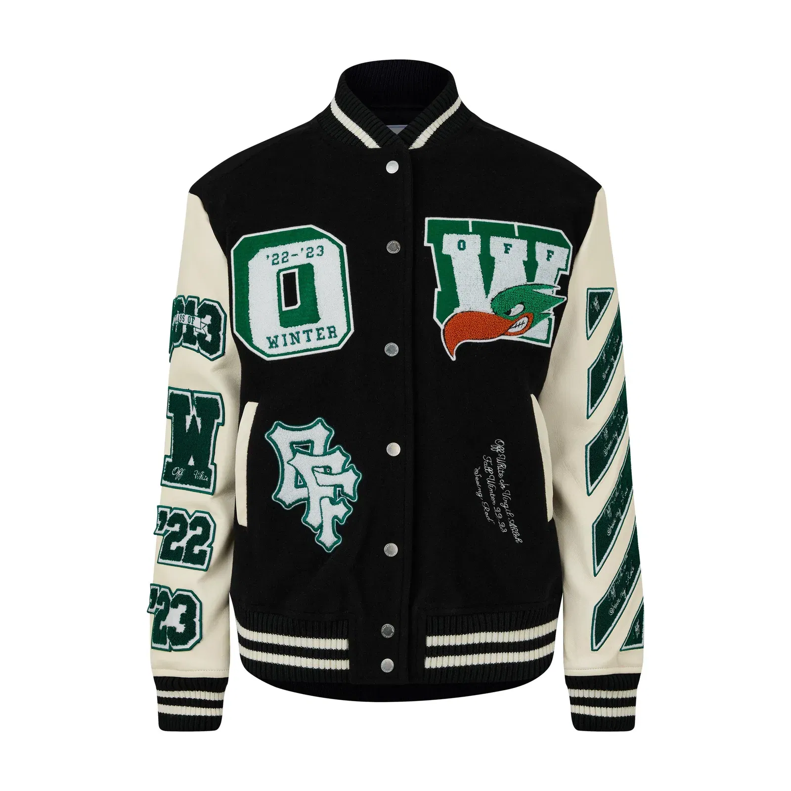 Embr Varsity Wool Leather Long Sleeve Bomber Jacket