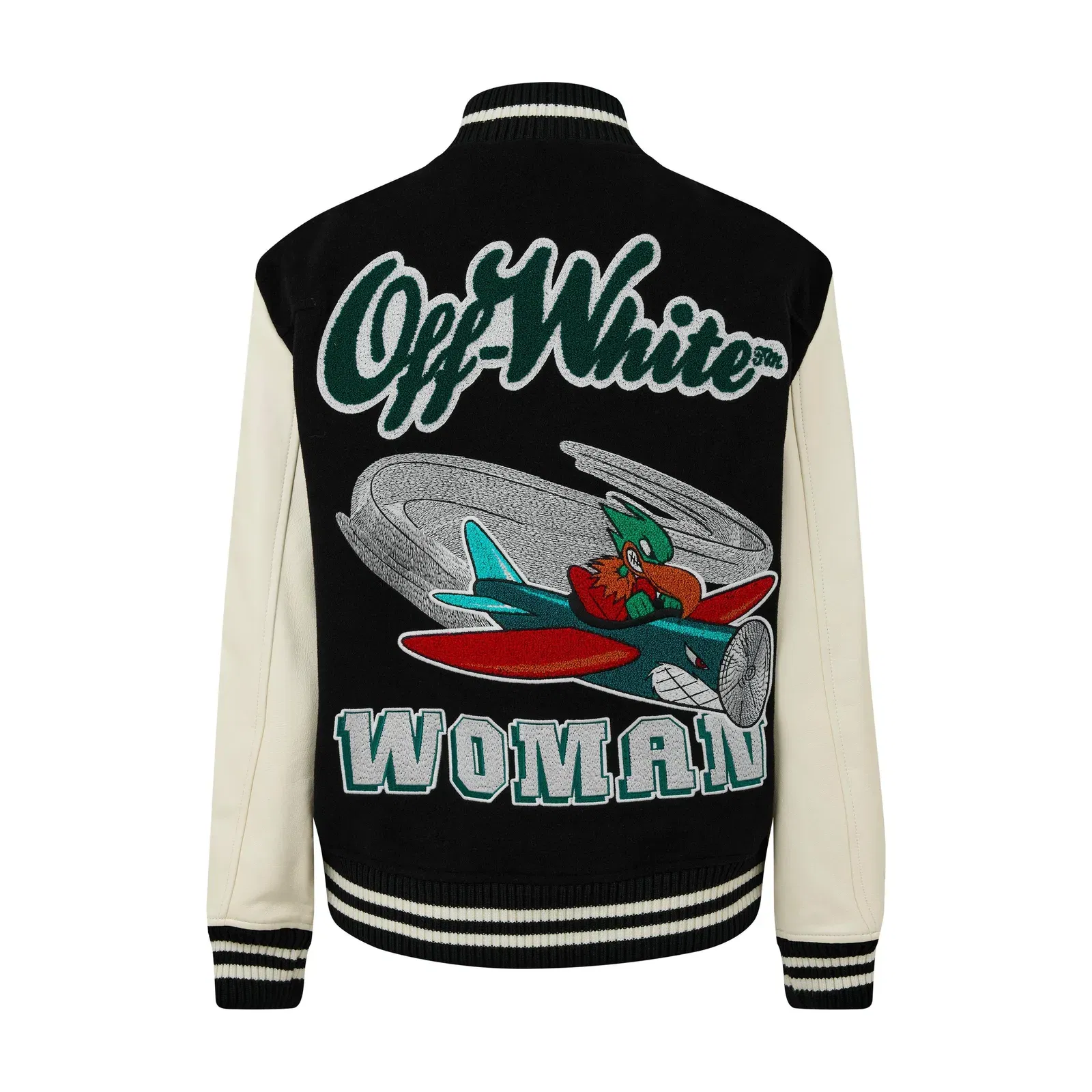 Embr Varsity Wool Leather Long Sleeve Bomber Jacket