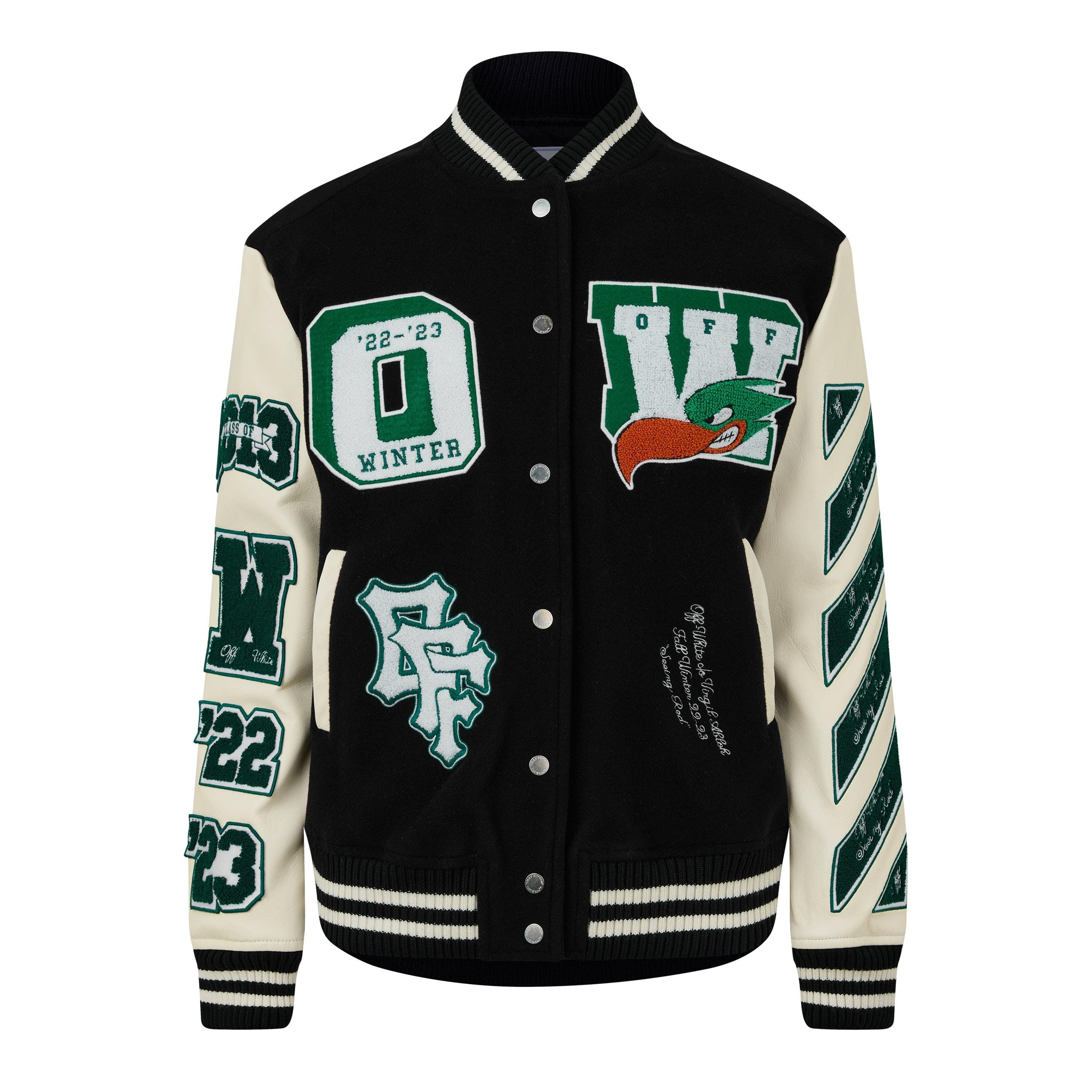 Embr Varsity Wool Leather Long Sleeve Bomber Jacket