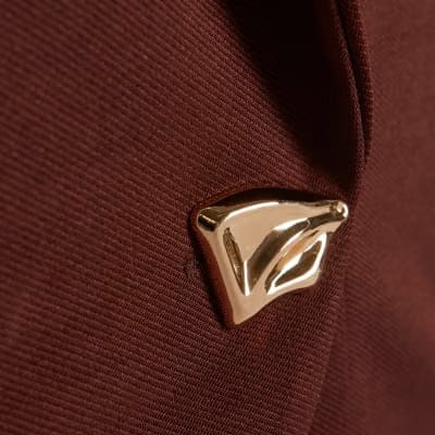 Petite Brown Cap Sleeve Twill Waistcoat