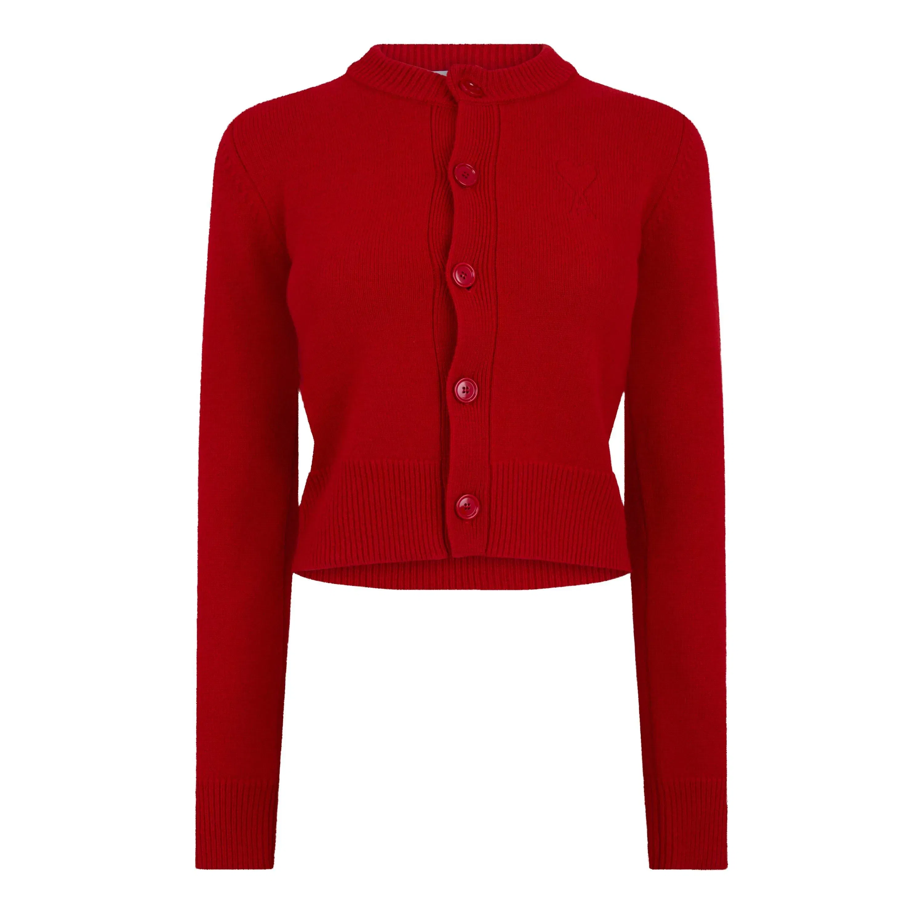 Wool Knit Crewneck Cardigan