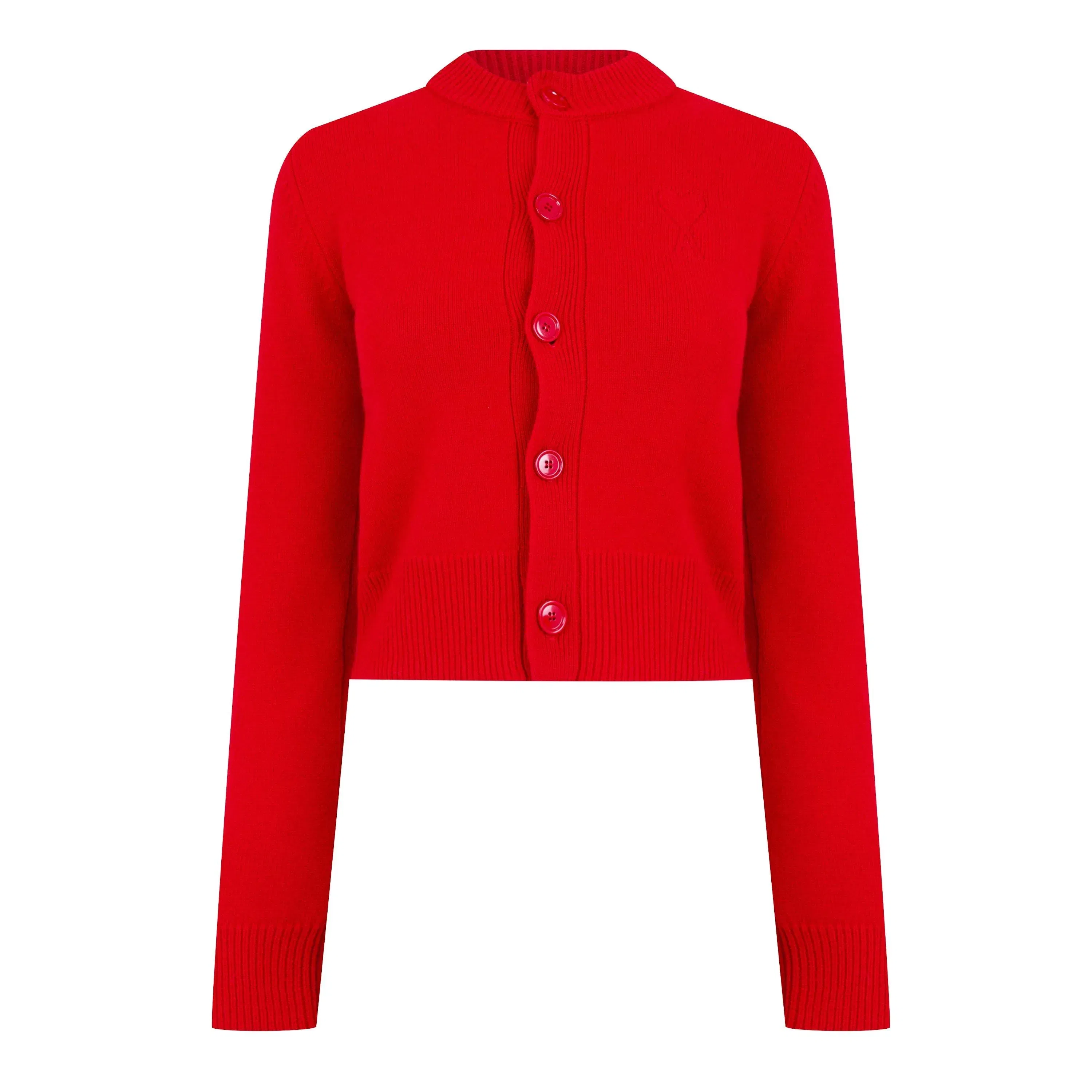 Wool Knit Crewneck Cardigan