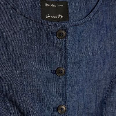 Blue Premium Linen Blend Denim Waistcoat