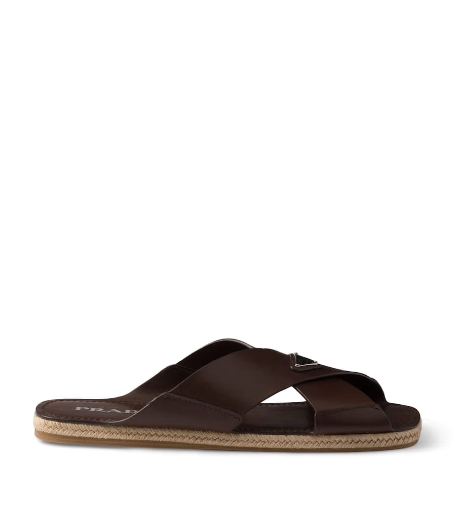 Prada Leather Crisscross Sandals