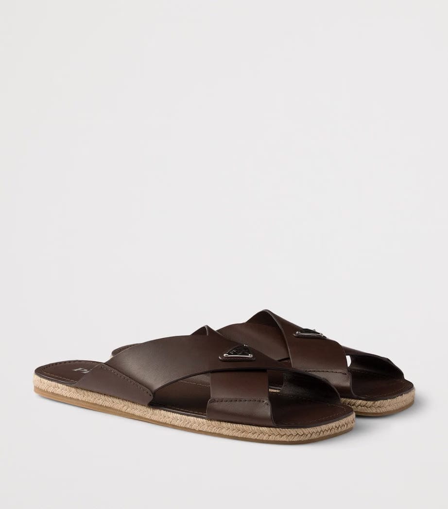 Prada Leather Crisscross Sandals