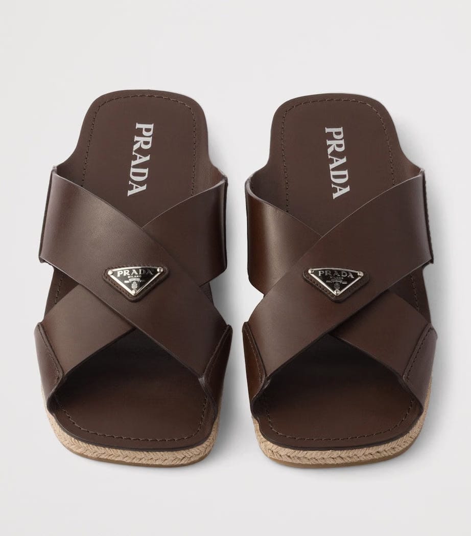 Prada Leather Crisscross Sandals