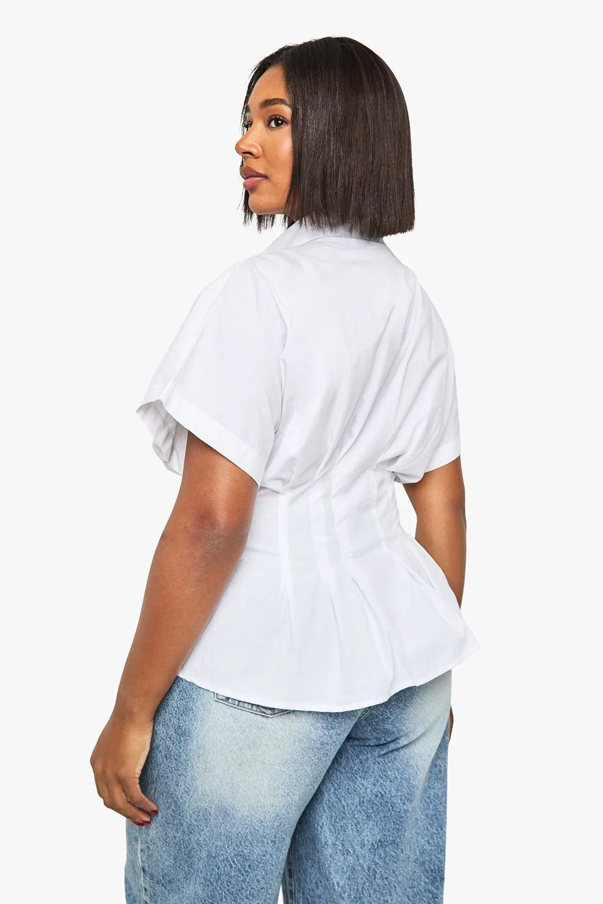 Plus Pleated Peplum Shirt