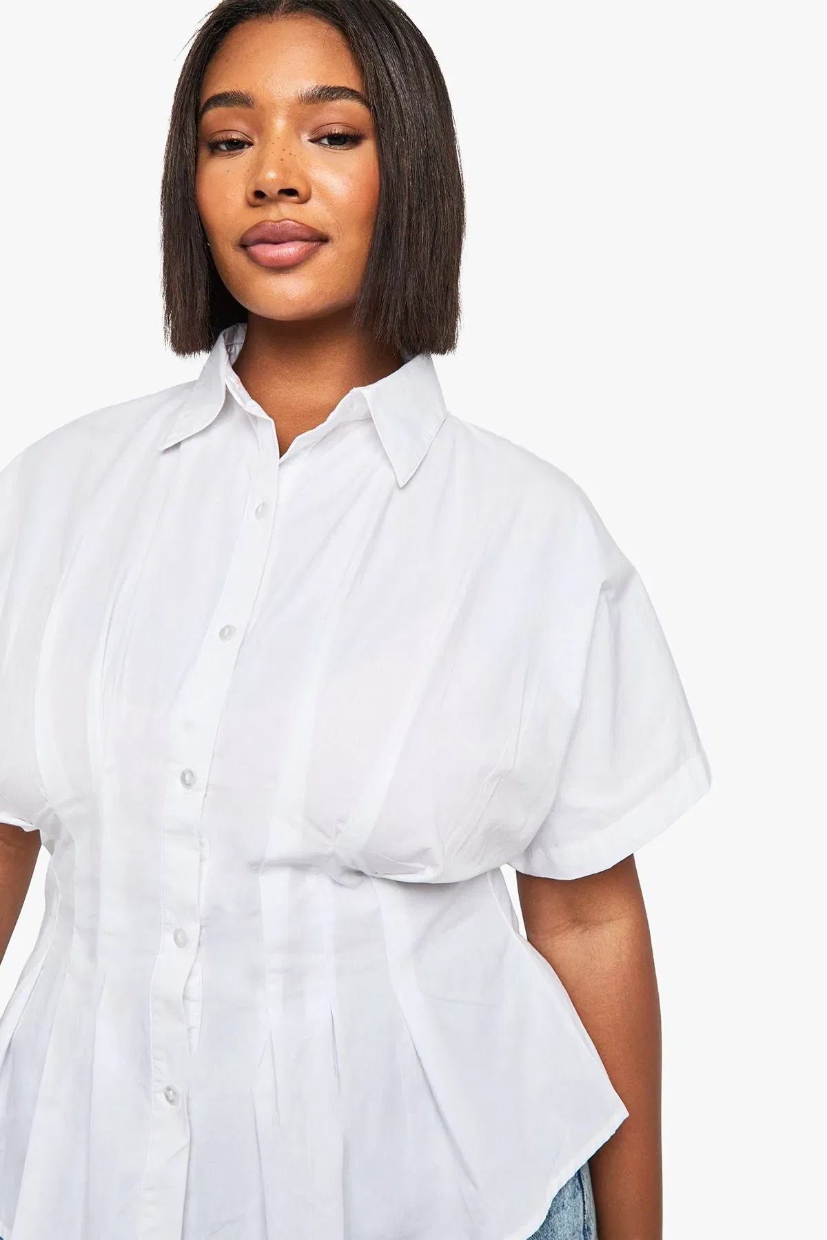 Plus Pleated Peplum Shirt