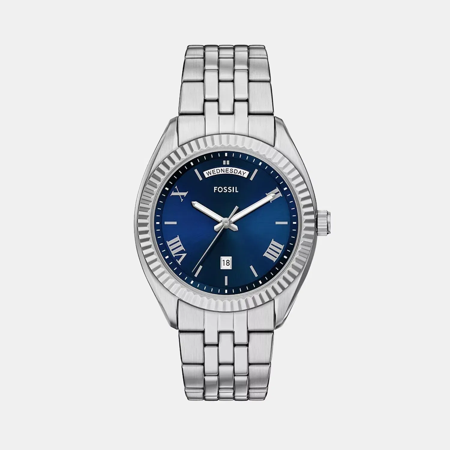 Fossil Campbell Men Quartz Blue Dial Analog Stainless Steel Watch Fs6140