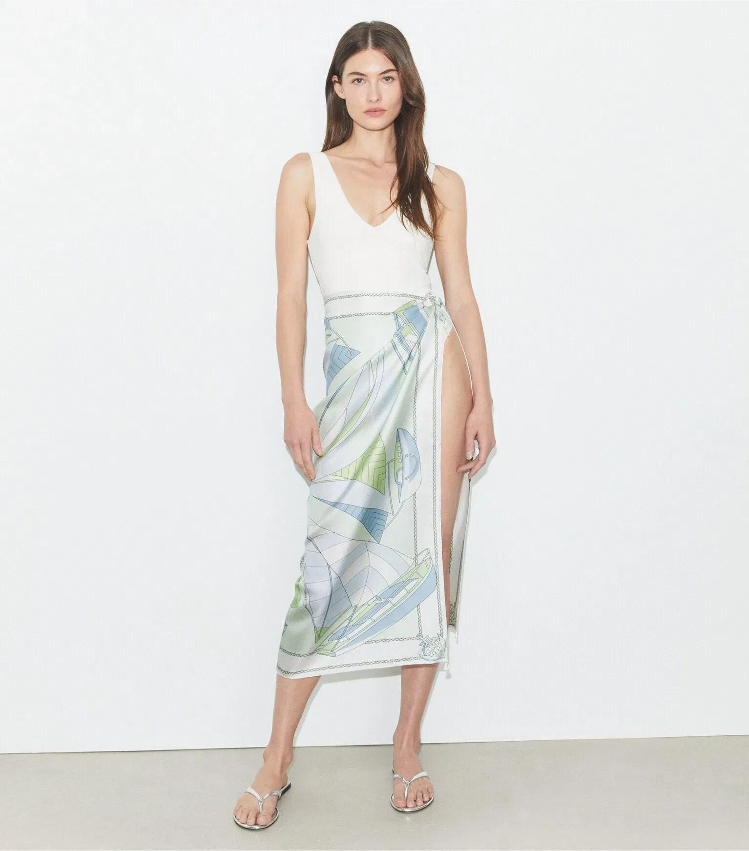 Sailboat Spiral Silk Square Scarf