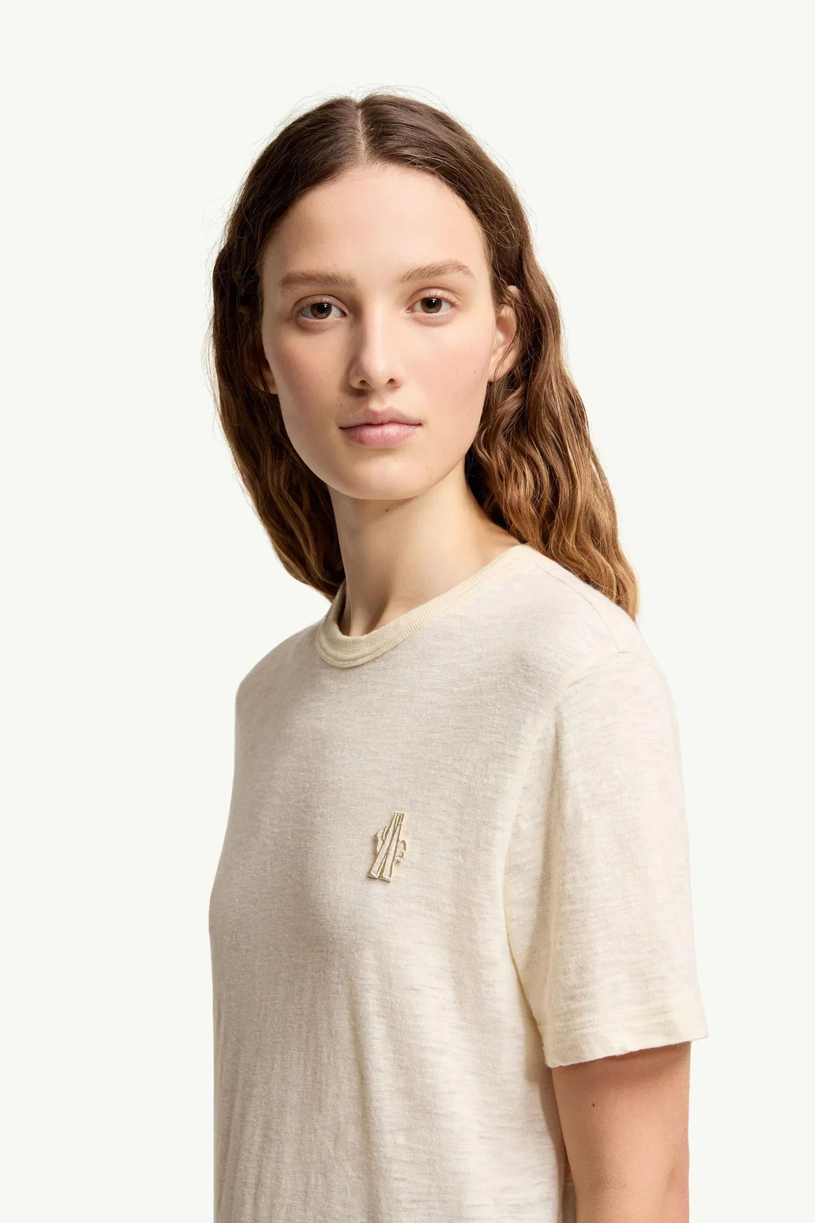 Moncler Logo Patch Cotton T-Shirt White Ivory White Ivory